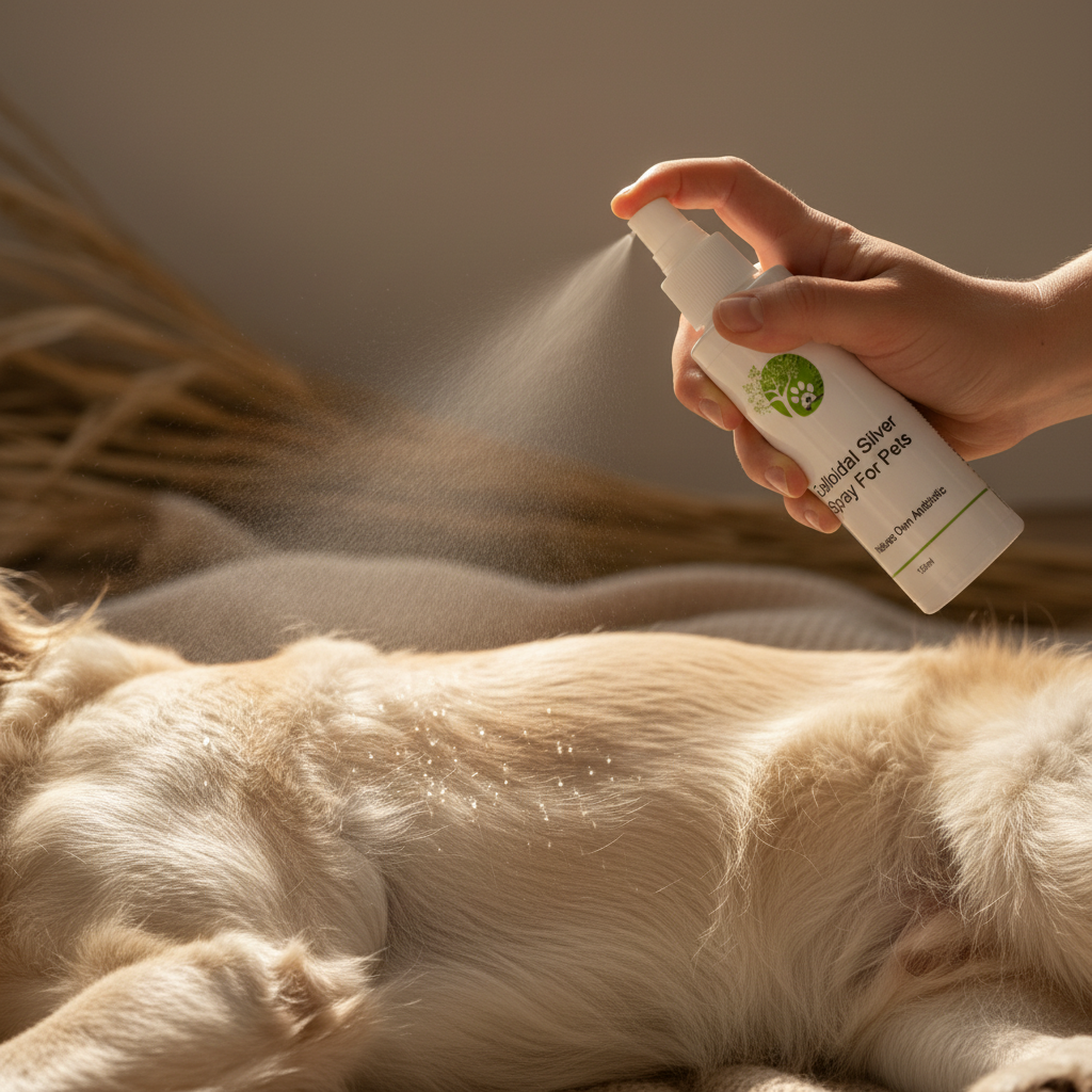 LAPA Colloidal Silver Spray on dog tummy